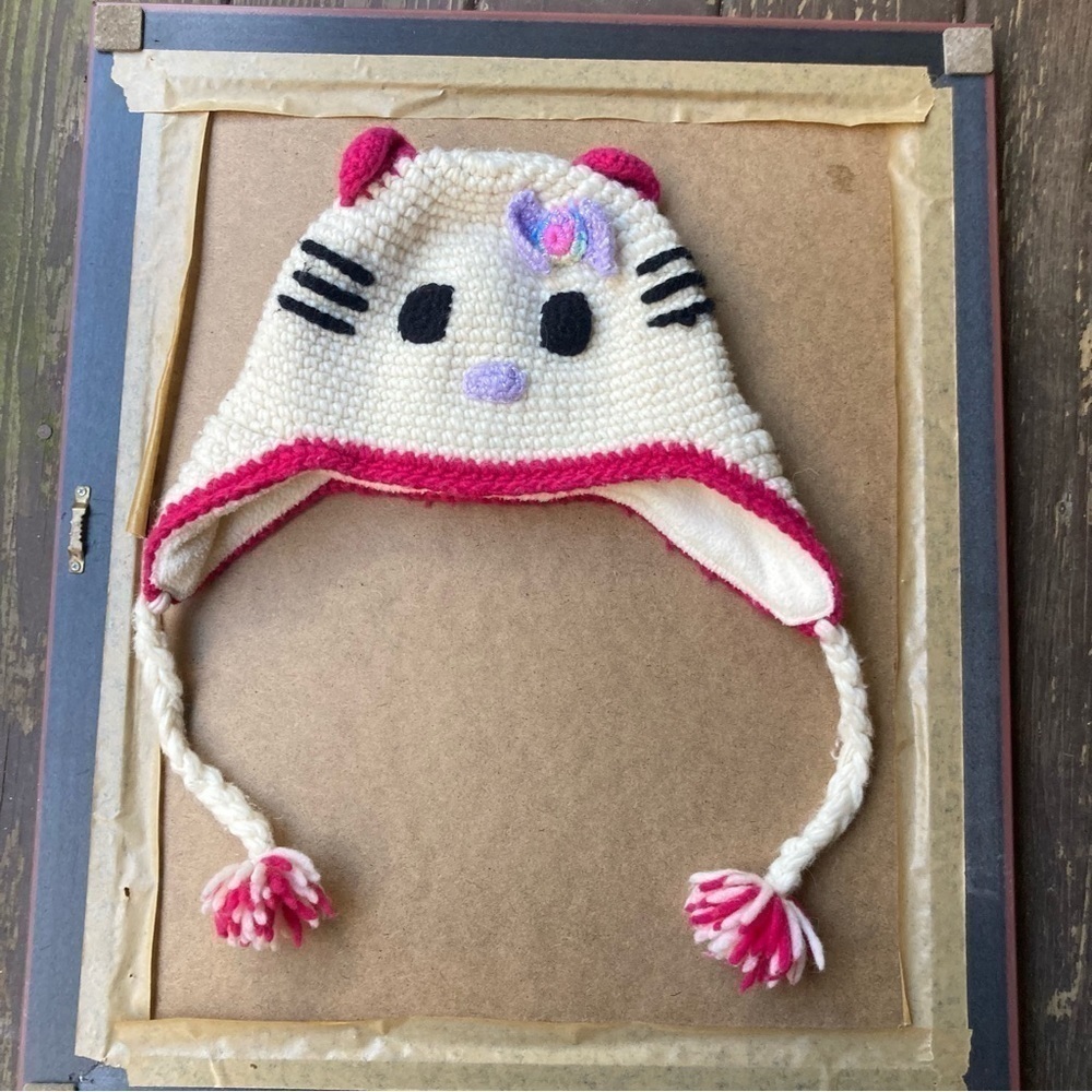 Imbacocha Hello Kitty white wool hat with fleece lining, one size